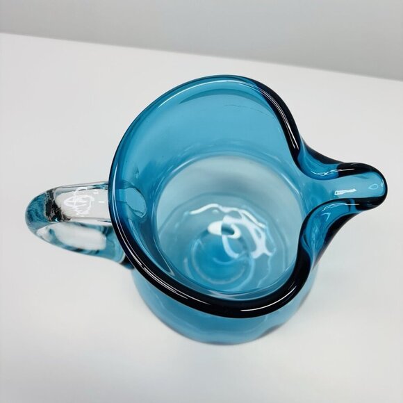 Vintage Blue Crystal Pitcher ~ Hand-Crafted ~ Poland - Picture 3 of 14